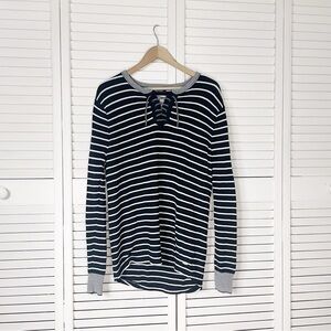 Scotch & Soda striped lace up sweater